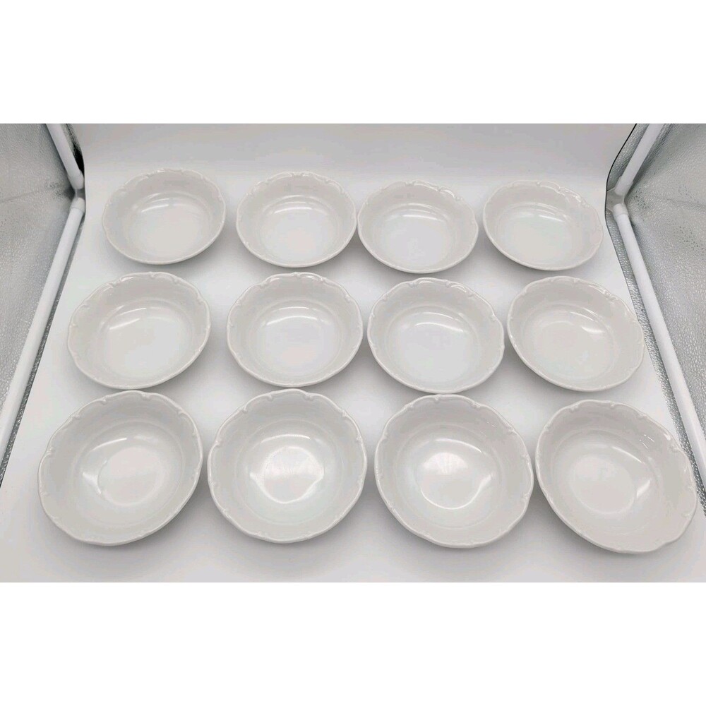 12 Sabina China Berry Dessert Bowls White 5" Bohemia Raised Scallop Rim